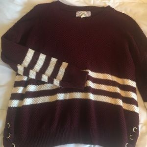 Maroon Sweater w/ White Stripes